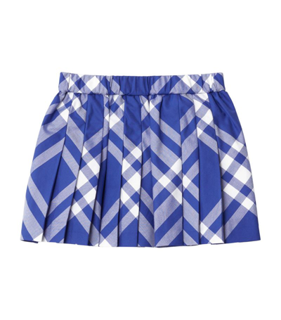 Shop Burberry Cotton Pleated Skirt (6-24 Months) In Blue