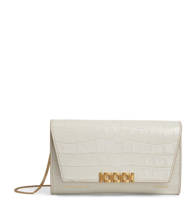 Shop Victoria Beckham Leather Chain Wallet In Ivory