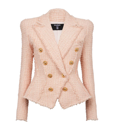Shop Balmain Tweed Madame Jolie Blazer In Pink