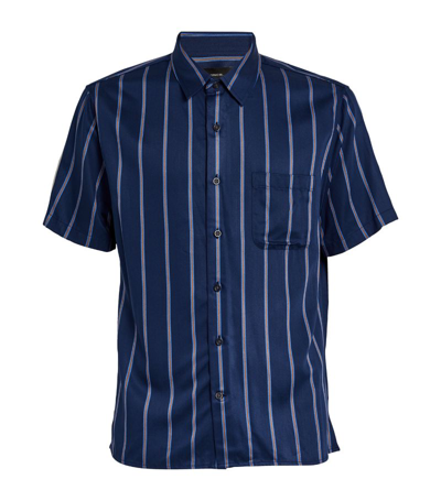 Shop Vince Striped Short-sleeve Shirt In Blue