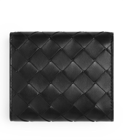 Shop Bottega Veneta Leather Intrecciato Trifold Wallet In Gold