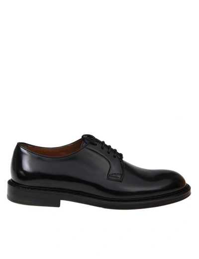 Shop Doucal's Black Leather Derby Shoe