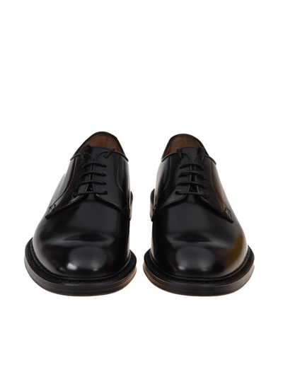 Shop Doucal's Black Leather Derby Shoe