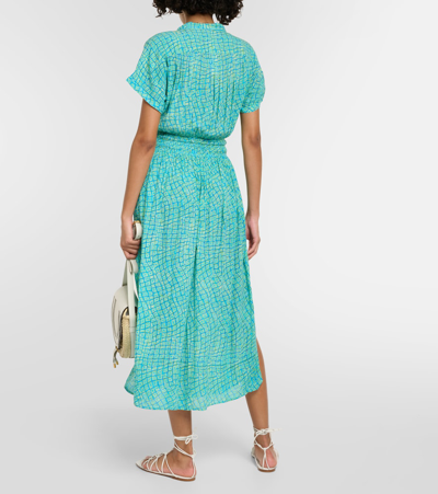 Poupette St Barth Becky Printed Midi Dress In Blue