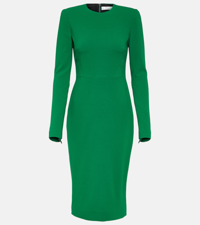 Shop Victoria Beckham Wool-blend Midi Dress In Green