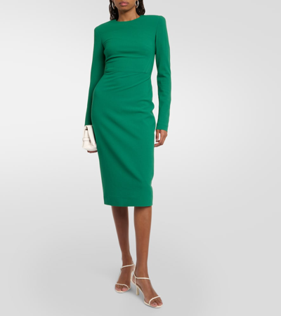 Shop Victoria Beckham Wool-blend Midi Dress In Green