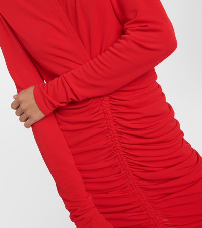 Shop Givenchy Ruched Crêpe Midi Dress In Red