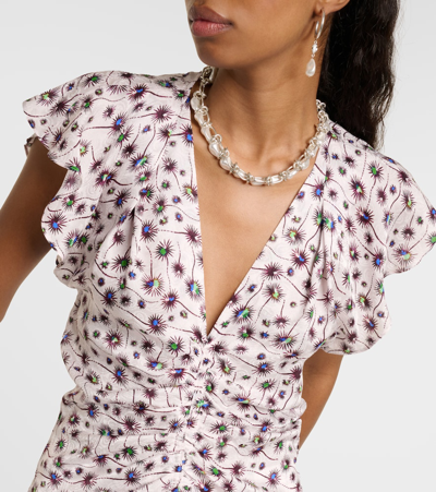 Isabel Marant Lonea Ruched Printed Top In Multicoloured