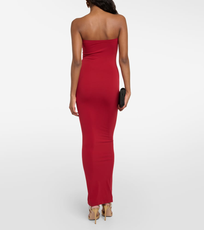 Shop Wolford Fatal Strapless Jersey Maxi Dress In Red