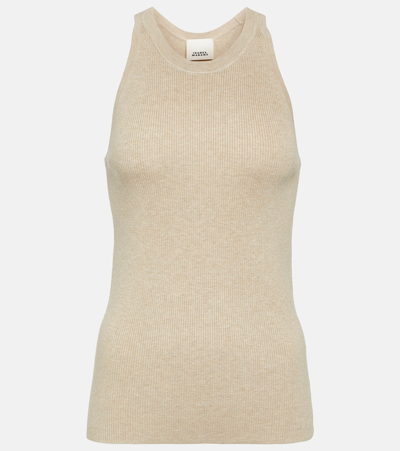Shop Isabel Marant Merry Ribbed-knit Tank Top In Beige