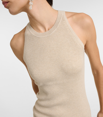Shop Isabel Marant Merry Ribbed-knit Tank Top In Beige