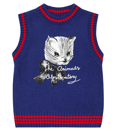Shop The Animals Observatory Bat Knit Sweater Vest In Blue