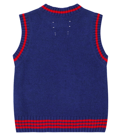 The Animals Observatory Bat Knit Sweater Vest In Blue