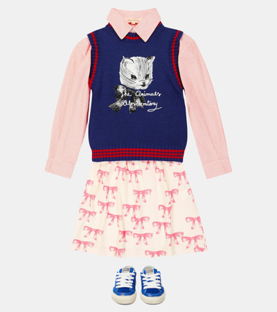 The Animals Observatory Bat Knit Sweater Vest In Blue