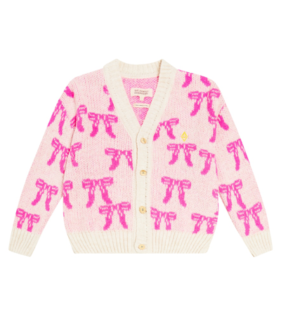 The Animals Observatory Racoon Knit Cardigan In Pink