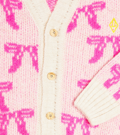 The Animals Observatory Racoon Knit Cardigan In Pink