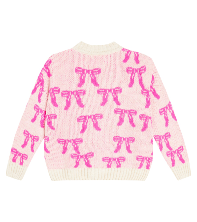 The Animals Observatory Racoon Knit Cardigan In Pink