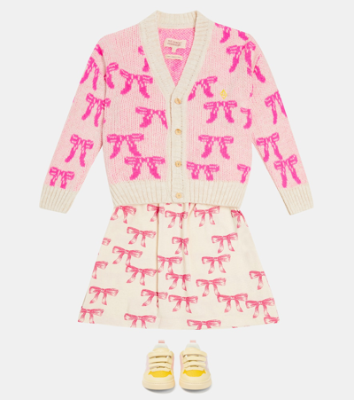 The Animals Observatory Racoon Knit Cardigan In Pink