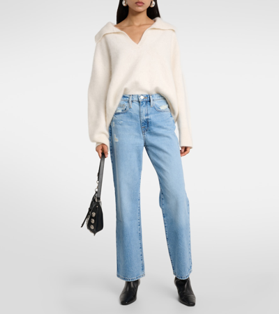 Shop Frame Le Jane High-rise Straight Jeans In Blue