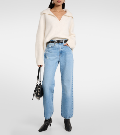 Shop Frame Le Jane High-rise Straight Jeans In Blue