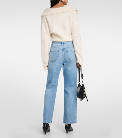 Shop Frame Le Jane High-rise Straight Jeans In Blue