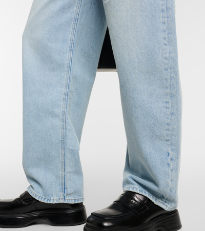 Shop Frame High-rise Barrel-leg Jeans In Blue