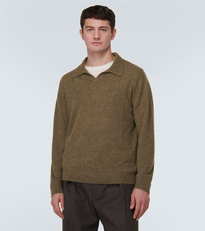 Shop Le Kasha Gibson Cashmere Polo Sweater In Green