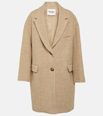 Shop Marant Etoile Limiza Checked Wool Coat In Brown