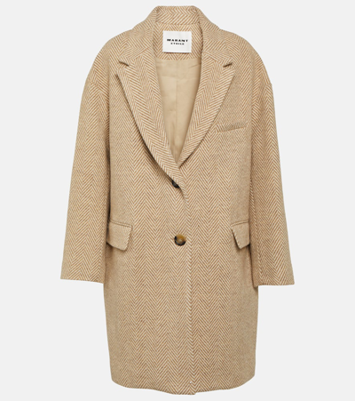 Isabel Marant Étoile Limiza Checked Wool Coat In Brown