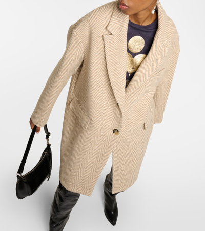 Isabel Marant Étoile Limiza Checked Wool Coat In Brown