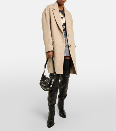 Shop Marant Etoile Limiza Checked Wool Coat In Brown