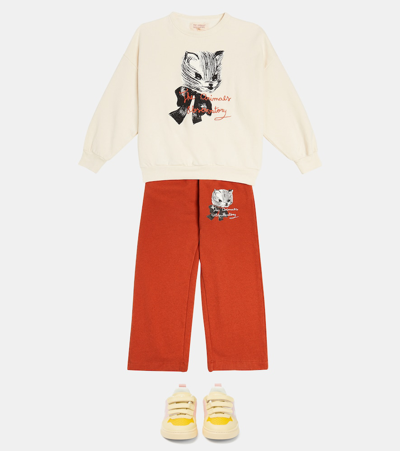 The Animals Observatory Big Bear Printed Cotton Sweatshirt In White