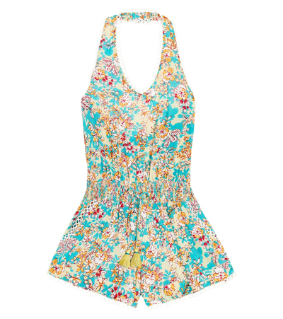 Shop Poupette St Barth Beth Floral Playsuit In Green