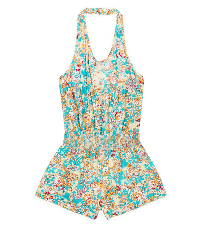 Shop Poupette St Barth Beth Floral Playsuit In Green