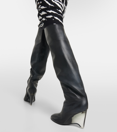 Shop Alaïa Leather Knee-high Boots In Black