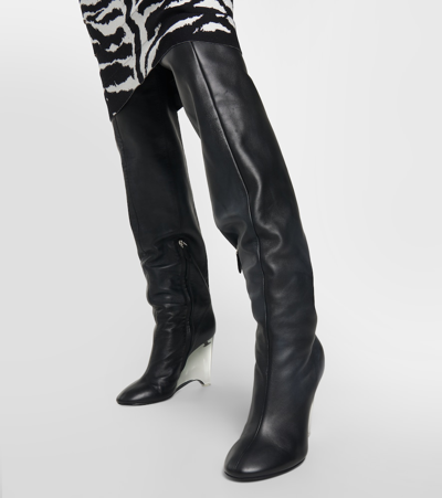 Shop Alaïa Leather Knee-high Boots In Black