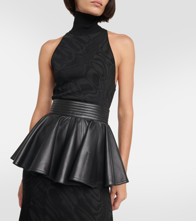 Shop Alaïa Peplum Leather Belt In Black