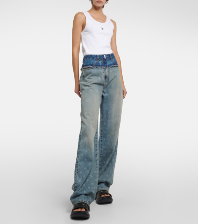 Shop Givenchy 4g High-rise Wide-leg Jeans In Blue