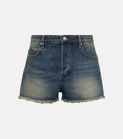 Shop Isabel Marant Lesia Mid-rise Denim Shorts In Blue