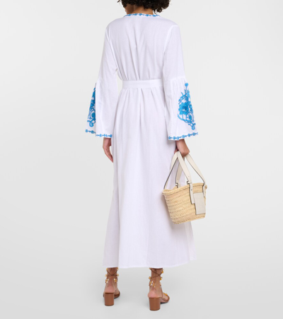 Shop Melissa Odabash Romilly Cotton And Linen Kaftan In White