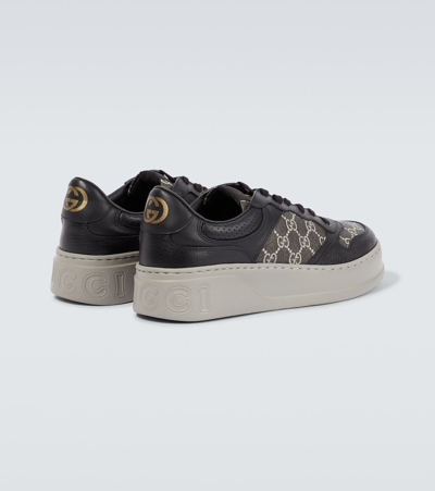 Shop Gucci Gg Canvas And Leather Sneakers In Black