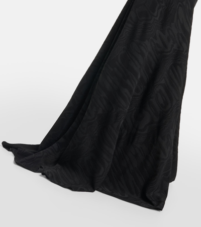 Shop Alaïa Patterned Turtleneck Gown In Black