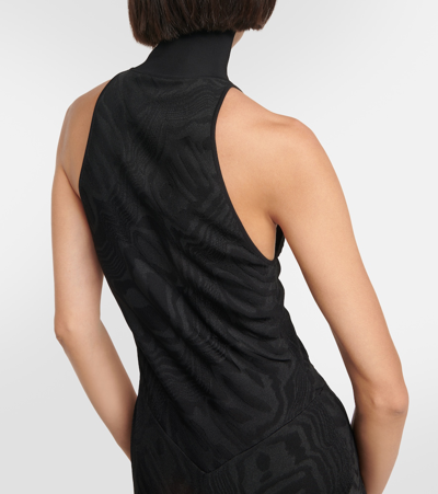 Shop Alaïa Patterned Turtleneck Gown In Black