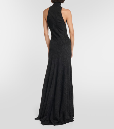 Shop Alaïa Patterned Turtleneck Gown In Black