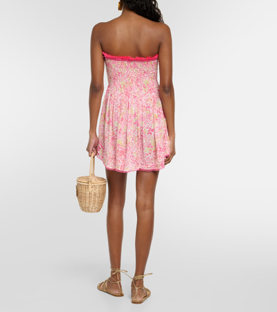 Poupette St Barth Claire Floral Strapless Minidress In Multicoloured