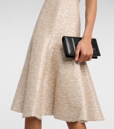 Emilia Wickstead Judi Metallic Crepe Mini Dress In Beige