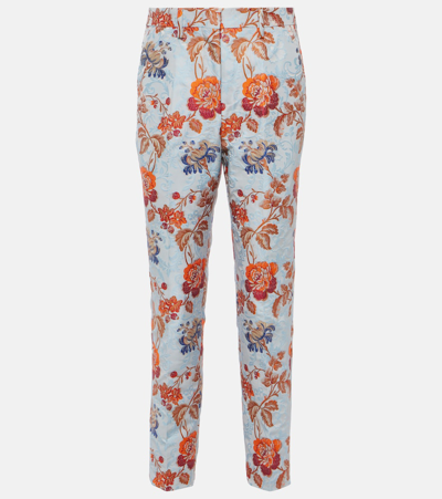 Shop Etro Floral Jacquard Pants In Multicoloured