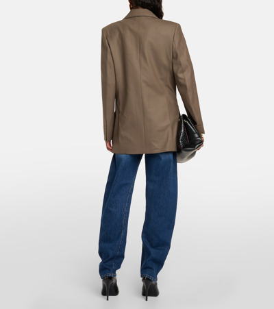 Victoria Beckham Peak-lapels Twill Blazer In Green