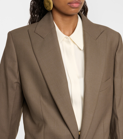 Victoria Beckham Peak-lapels Twill Blazer In Green