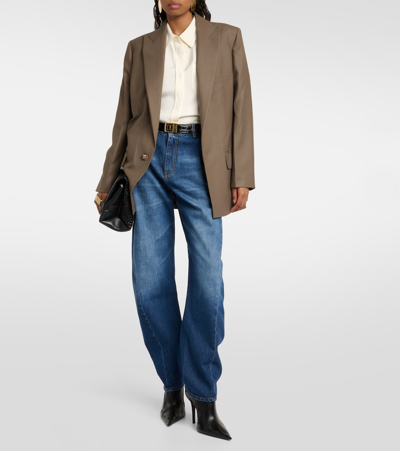 Victoria Beckham Peak-lapels Twill Blazer In Green